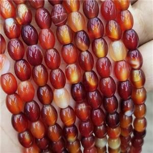 Natural Agate Beads Red Dye Rice, approx 6-8mm [GB19443]