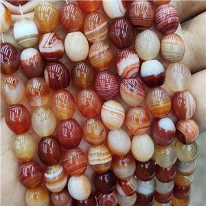 Red Striped Agate Rice Beads Banded Barrel, approx 8-10mm [GB19448]