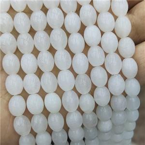 White Jade Rice Beads Barrel, approx 8-10mm [GB19469]