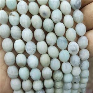 Natural Amazonite Rice Beads Blue Barrel, approx 8-10mm [GB19471]