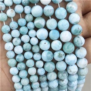 Natural Larimar Beads A-Grade Smooth Round, approx 6mm [GB19479-6MM]