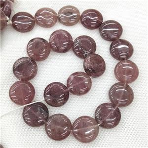 Natural Strawberry Quartz Beads Pink Circle, approx 20mm [GB19516]