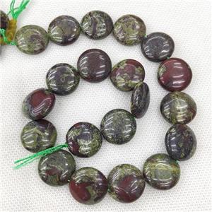 Natural Bloodstone Beads Circle Green, approx 20mm [GB19518]