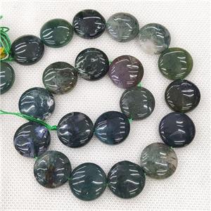 Natural Moss Agate Beads Circle Green, approx 20mm [GB19519]