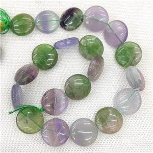 Natural Fluorite Beads Circle Multicolor, approx 20mm [GB19527]
