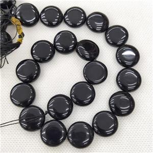 Natural Onyx Agate Beads Circle Black, approx 20mm [GB19532]
