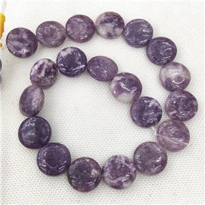Natural Lepidolite Circle Beads Purple, approx 20mm [GB19534]