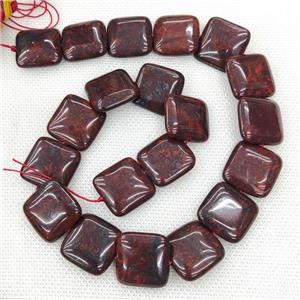 Natural Poppy Jasper Beads Red Square, approx 20mm [GB19544]