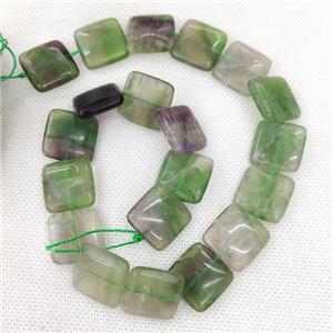 Natural Fluorite Beads Square Multicolor, approx 20mm [GB19547]