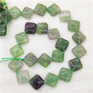 Natural Fluorite Beads Green Square, approx 15mm [GB19557]