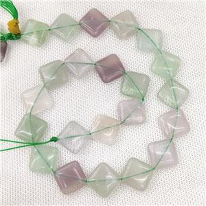 Natural Fluorite Beads Green Square Corner-Drilled, approx 15mm [GB19561]