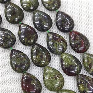 Natural Bloodstone Teardrop Beads, approx 13-18mm, 22pcs per st [GB19578]