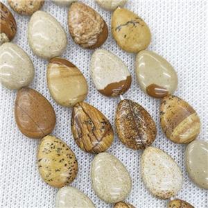 Natural Picture Jasper Teardrop Beads, approx 13-18mm, 22pcs per st [GB19593]