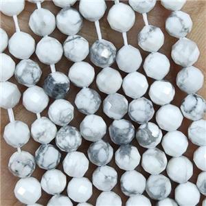 Natural White Howlite Turquoise Beads Faceted Round, approx 4.7-5.5mm [GB19599]