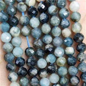 Natural Tourmaline Beads Blue Black B-Grade Faceted Round, approx 4.7-5.5mm [GB19629]