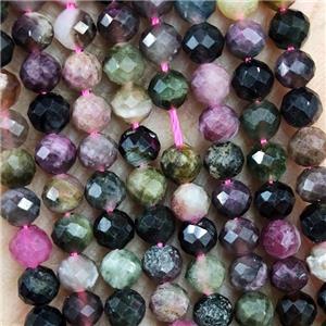 Natural Tourmaline Beads Multicolor Faceted Round, approx 4.7-5.5mm [GB19634]