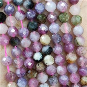 Natural Tourmaline Beads Multicolor Faceted Round, approx 4.7-5.5mm [GB19635]