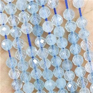 Natural Blue Aquamarine Bead A-Grade Faceted Round, approx 4.7-5.5mm [GB19638]