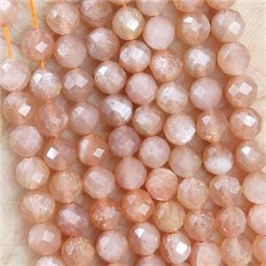 Natural Peach Sunstone Beads Faceted Round, approx 4.7-5.5mm [GB19658]