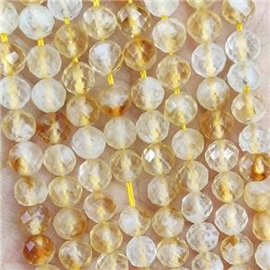 Natural Citrine Beads Yellow Faceted Round, approx 4.7-5.5mm [GB19669]