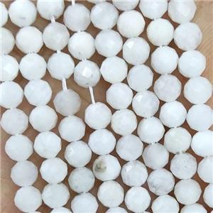 Natural White Moonstone Beads Faceted Round, approx 4.7-5.5mm [GB19672]