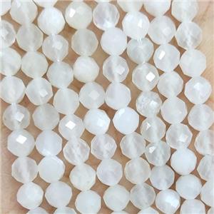 Natural White Moonstone Beads Faceted Round, approx 4.7-5.5mm [GB19673]