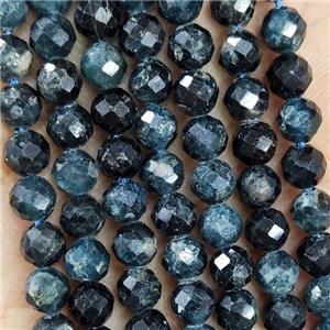 Natural Tourmaline Beads Blue Black Faceted Round, approx 5.6-6mm [GB19682]