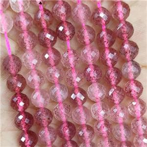 Natural Pink Strawberry Quartz Beads Faceted Round, approx 5.6-6mm [GB19683]