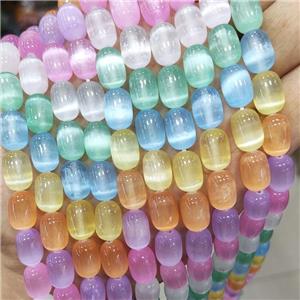 Natural Selenite Beads Dye Barrel Mixed Color, approx 8-12mm [GB19700]