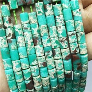 Green SnakeSkin Jasper Tube Beads, approx 6-8mm [GB19708]