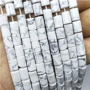 White Howlite Turquoise Tube Beads, approx 6-8mm [GB19719]