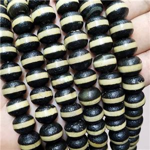 Tibetan Agate Rondelle Beads Black, approx 10-14mm [GB19754]