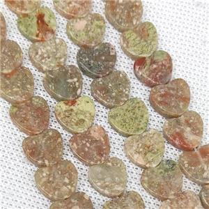 Natural Unakite Heart Beads, approx 10mm [GB19764]