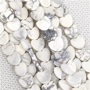 White Howlite Turquoise Heart Beads, approx 8mm [GB19768]