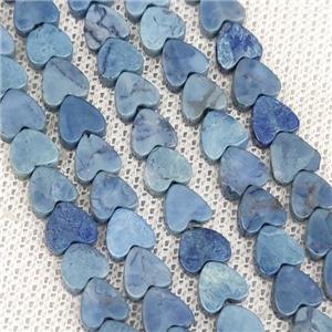 Howlite Turquoise Heart Beads Blue Dye, approx 6mm [GB19771]