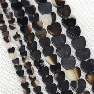 Natural Black Agate Heart Beads, approx 6mm [GB19772]