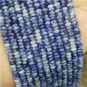 Natural Blue Dalmatian Jasper Beads Smooth Rondelle, approx 2x4mm [GB19799]