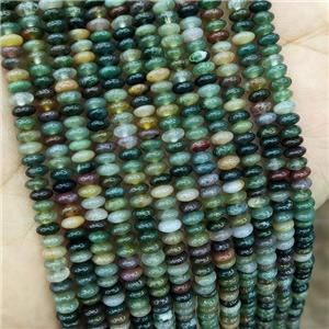 Natural Indian Agate Beads Green Smooth Rondelle, approx 2x4mm [GB19806]