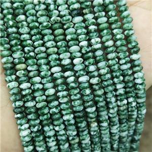 Natural Green Dalmatian Jasper Beads Smooth Rondelle, approx 2x4mm [GB19810]