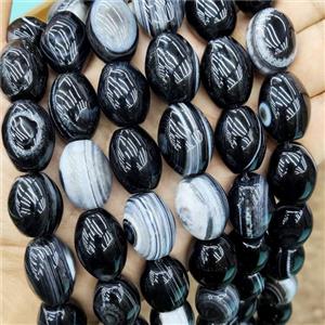 Natural Stripe Agate Barrel Beads Black Bands, approx 15x20mm [GB19821]