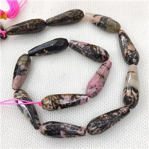 Natural Chinese Rhodonite Beads Faceted Teardrop, approx 10-30mm, 13pcs per st [GB19856]