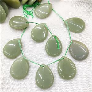 Natural Green Aventurine Teardrop Beads Topdrilled, approx 30-40mm, 10pcs per st [GB19858]