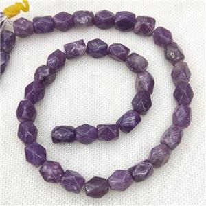 Natural Lepidolite Beads Freeform Faceted Purple Dye, approx 9-11mm [GB19861]