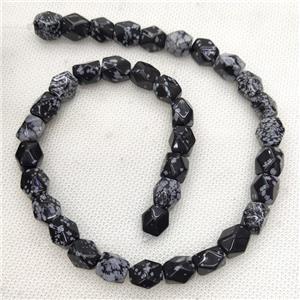 Natural Snowflake Jasper Beads Freeform Faceted Black, approx 9-11mm [GB19863]
