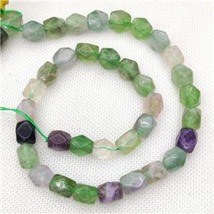 Natural Fluorite Beads Freeform Faceted Multicolor, approx 9-11mm [GB19867]