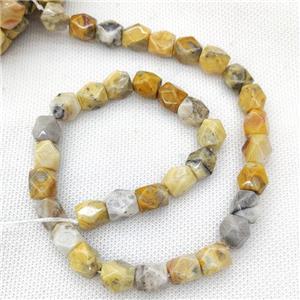 Natural Yellow Crazy Lace Agate Beads Freeform Faceted, approx 9-11mm [GB19882]