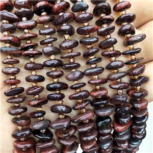 Natural Tiger Eye Stone Spacer Beads Red Dye Freeform Chips, approx 9-12mm [GB19899]