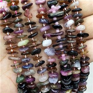 Natural Tourmaline Spacer Beads Multicolor Freeform Chips, approx 9-12mm [GB19928]