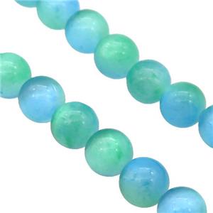 Selenite Beads Green Blue Dye Smooth Round, approx 6mm dia [GB20002-6MM]