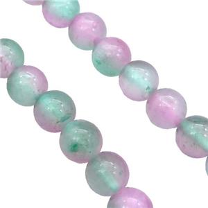 Selenite Beads Green Pink Dye Smooth Round, approx 8mm dia [GB20004-8MM]